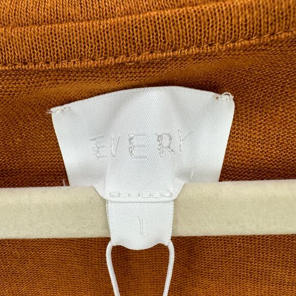 Every Linen Blend Knit Top Cinched Ruched Copper Orange Comfy Cropped Large NWT - Picture 5 of 9